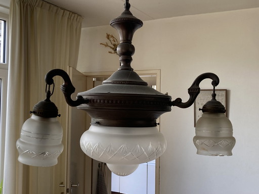 Vintage Lamp Met 3 Zijlampen