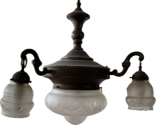 Vintage Lamp Met 3 Zijlampen