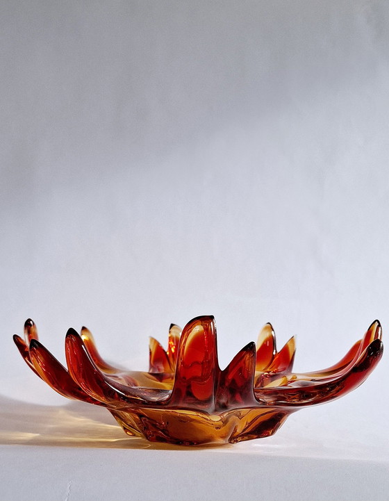 Image 1 of Vintage glazen kom Handgetrokken glas