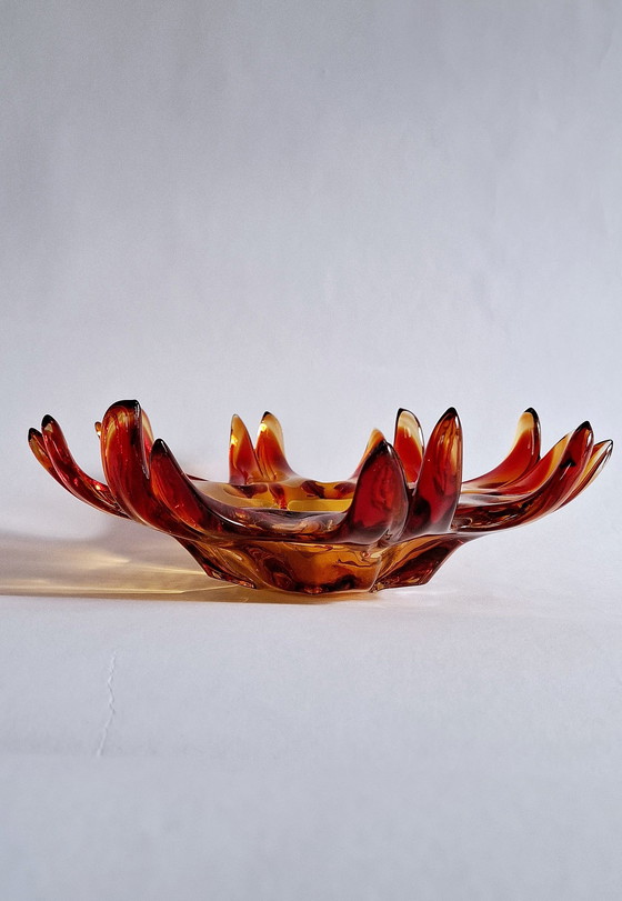 Image 1 of Vintage glazen kom Handgetrokken glas