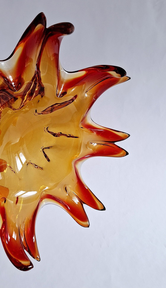 Image 1 of Vintage glazen kom Handgetrokken glas