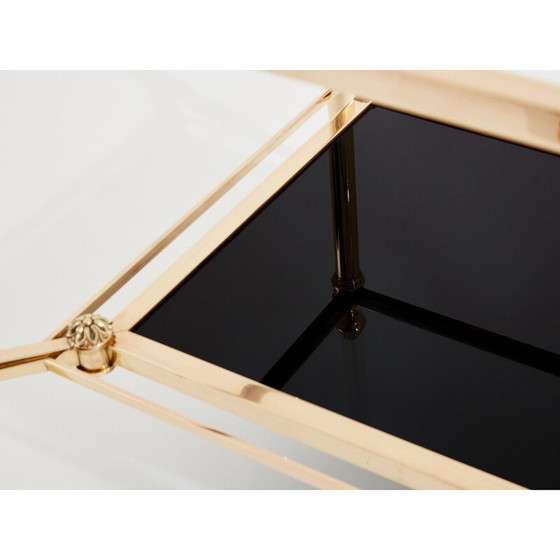 Image 1 of Paar vintage bijzettafels in messing en opaline glas voor La Maison Jansen, 1970