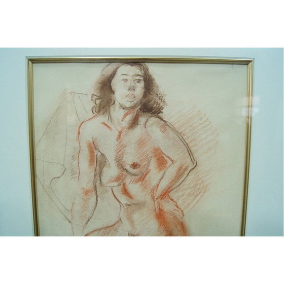 Image 1 of Vintage schilderij vrouwelijke act van Jules Schyl, Zweden 1953