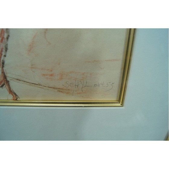 Image 1 of Vintage schilderij vrouwelijke act van Jules Schyl, Zweden 1953