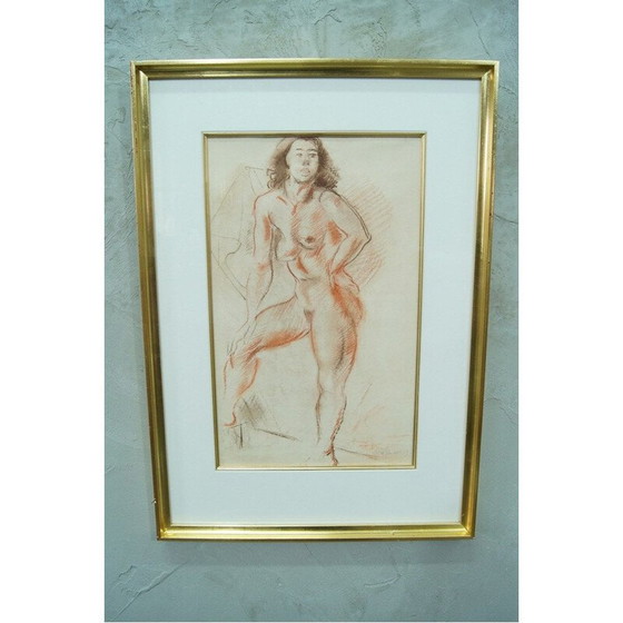 Image 1 of Vintage schilderij vrouwelijke act van Jules Schyl, Zweden 1953