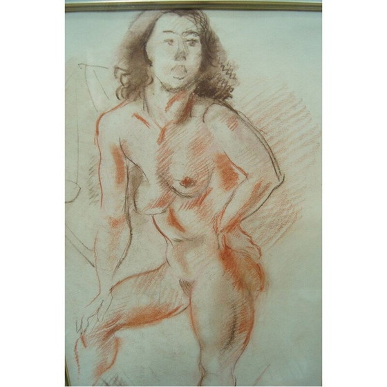 Image 1 of Vintage schilderij vrouwelijke act van Jules Schyl, Zweden 1953