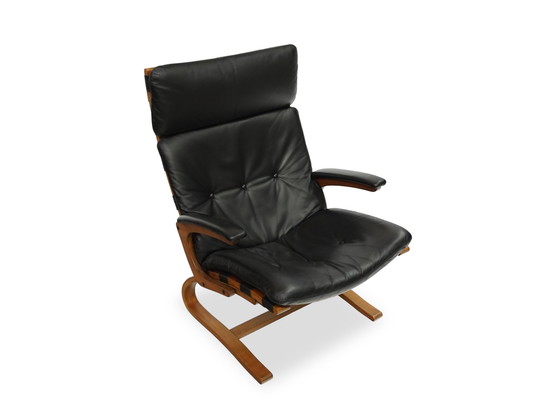 Image 1 of Rybo Rykken & Co. Kengu Fauteuil Leer Zwart Vintage Stoel