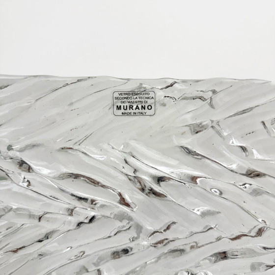 Image 1 of Paar moderne Italiaanse wandlampen van messing en Murano glas met textuur