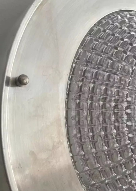 Image 1 of Vintage metalen en glazen plafondlamp, Frankrijk 1970