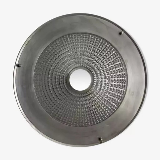 Vintage metalen en glazen plafondlamp, Frankrijk 1970