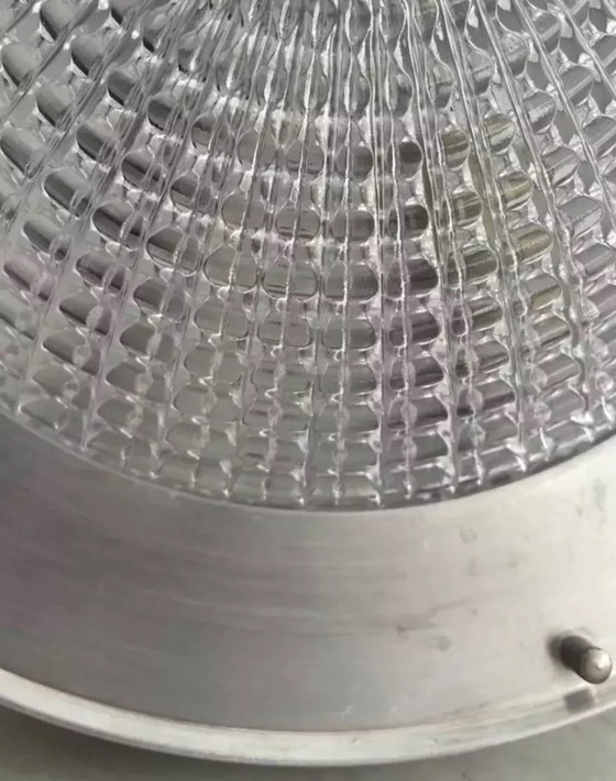 Image 1 of Vintage metalen en glazen plafondlamp, Frankrijk 1970