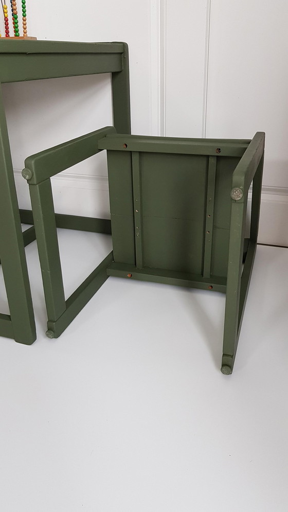 Image 1 of Vintage kinder setje olijf groen