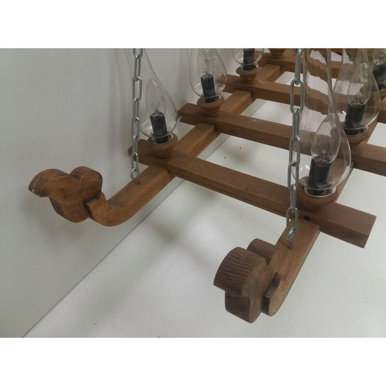 Image 1 of Vintage houten kroonluchter, Tsjecho-Slowakije 1940