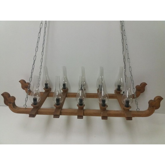 Image 1 of Vintage houten kroonluchter, Tsjecho-Slowakije 1940