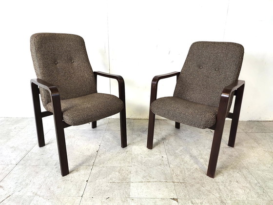 Image 1 of 12x Vintage gebogen houten fauteuils