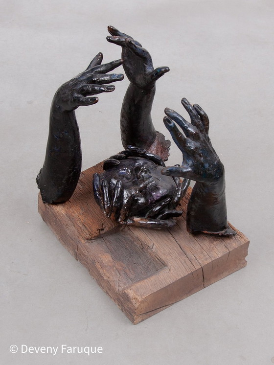 Image 1 of Keramiek Geglazuurde Handen Sculptuur 1970S België Onbekende Kunstenaar