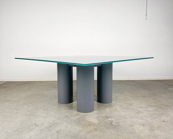 Image 1 of Vintage eettafel met glazen blad