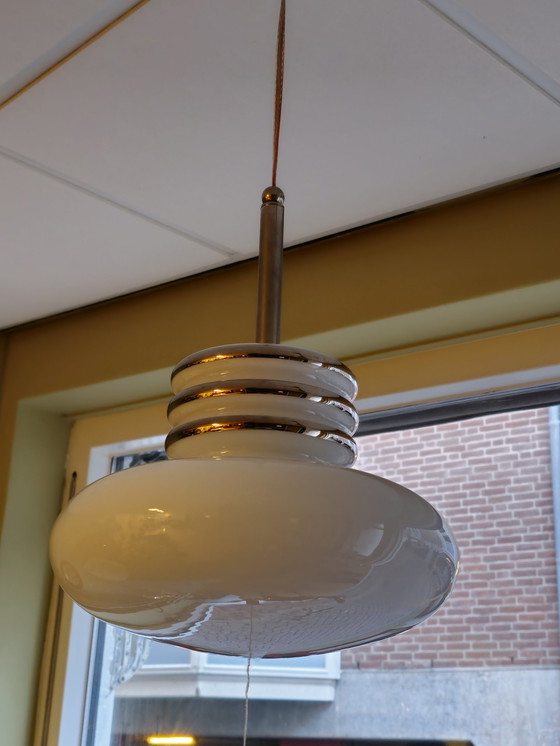 Image 1 of Vintage Leclair & Schäfer Hanglamp Plafondlamp Opaline