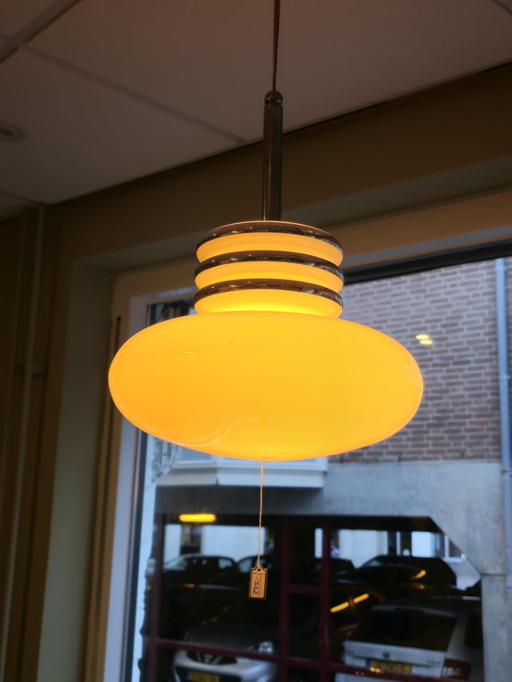 Image 1 of Vintage Leclair & Schäfer Hanglamp Plafondlamp Opaline