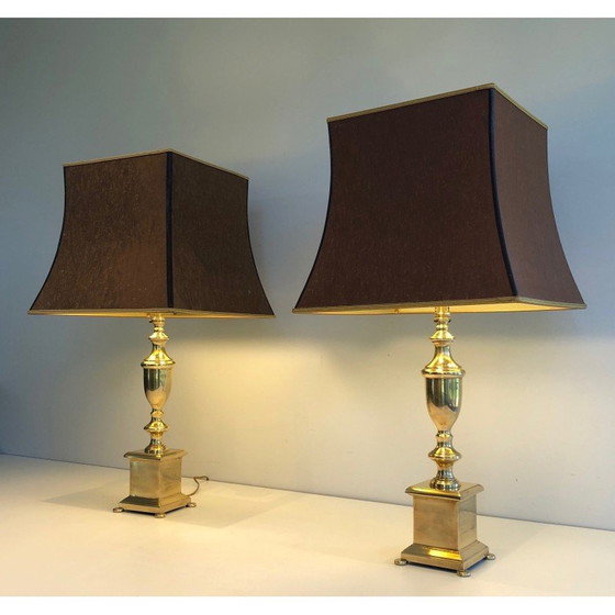 Image 1 of Paar vintage koperen lampen, Frankrijk 1940