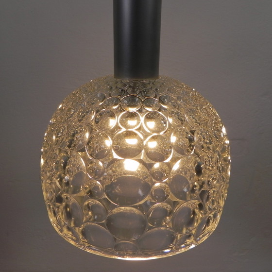 Image 1 of Vintage hanglamp met glazen kap met bubbelpatroon, jaren 60