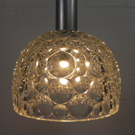 Image 1 of Vintage hanglamp met glazen kap met bubbelpatroon, jaren 60