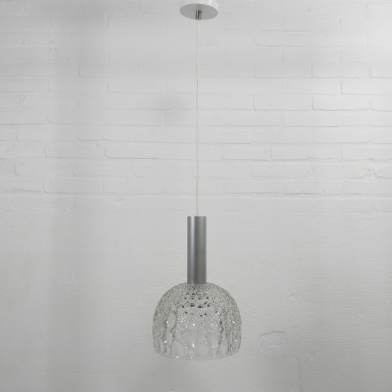 Image 1 of Vintage hanglamp met glazen kap met bubbelpatroon, jaren 60