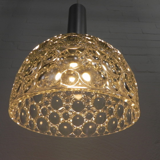 Image 1 of Vintage hanglamp met glazen kap met bubbelpatroon, jaren 60