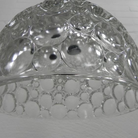 Image 1 of Vintage hanglamp met glazen kap met bubbelpatroon, jaren 60