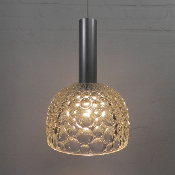 Image 1 of Vintage hanglamp met glazen kap met bubbelpatroon, jaren 60