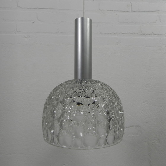 Image 1 of Vintage hanglamp met glazen kap met bubbelpatroon, jaren 60