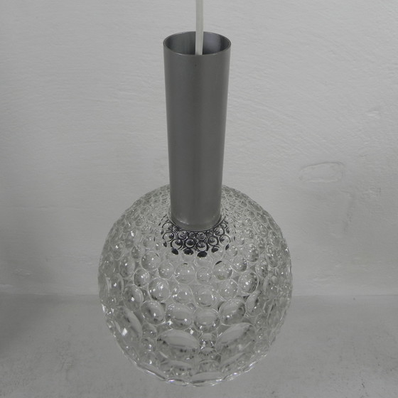 Image 1 of Vintage hanglamp met glazen kap met bubbelpatroon, jaren 60