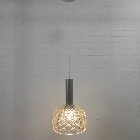 Image 1 of Vintage hanglamp met glazen kap met bubbelpatroon, jaren 60