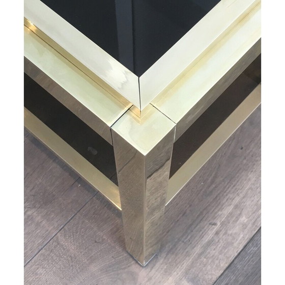 Image 1 of Paar vintage messing en glazen bankeinden, 1970