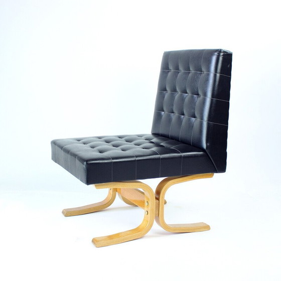 Image 1 of Mid century zwarte fauteuil Bratislava van Jindrich Volak voor Drevopodnik Holesov, jaren 1960