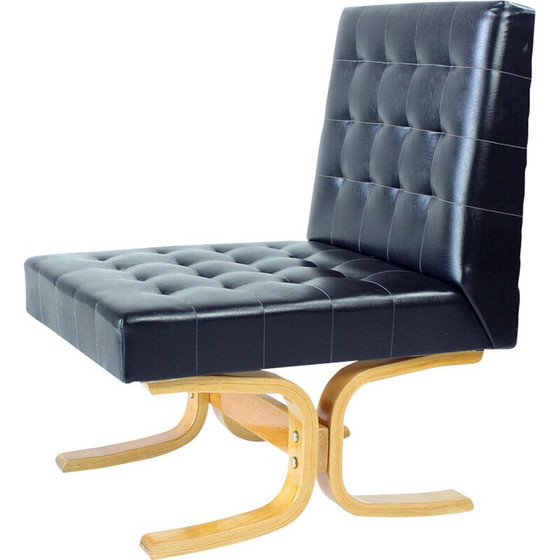 Image 1 of Mid century zwarte fauteuil Bratislava van Jindrich Volak voor Drevopodnik Holesov, jaren 1960