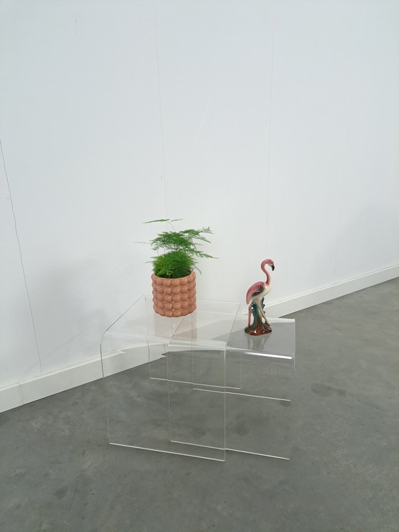 Image 1 of Set Van 2 Kunststof Gebogen Plexiglas Tafel