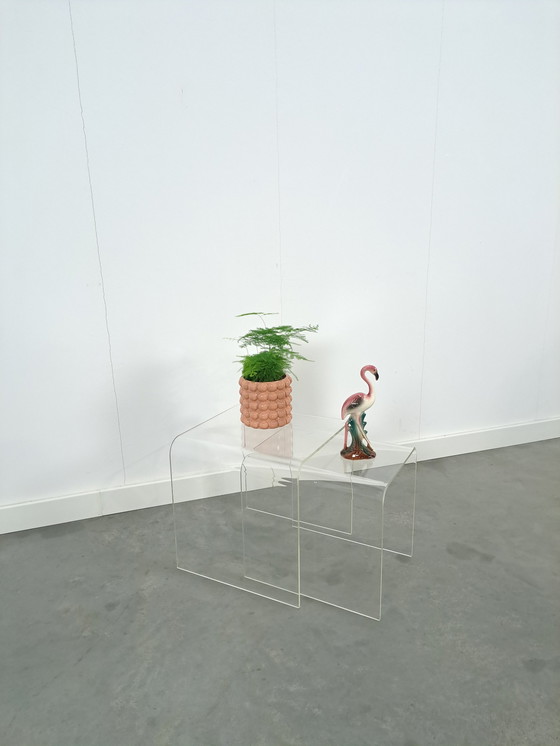 Image 1 of Set Van 2 Kunststof Gebogen Plexiglas Tafel