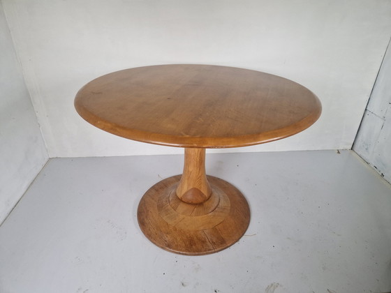 Image 1 of Massief Houten Tafel Met Tulp Voet