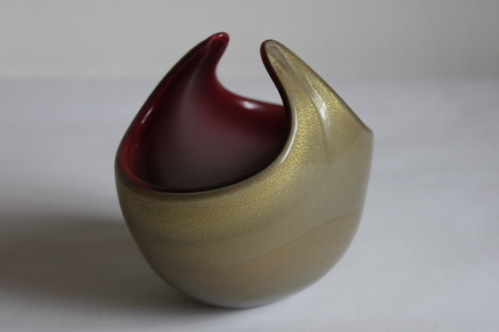 Image 1 of Murano glas goud gevlekte kom, 1950S