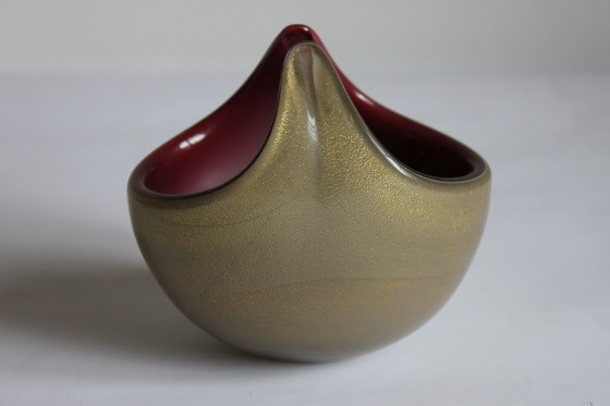 Image 1 of Murano glas goud gevlekte kom, 1950S