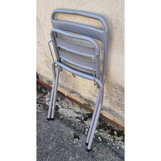 Image 1 of Vintage gezandstraalde en gepoedercoate grijze eetset van Xavier Pauchard voor Rance Sablage, 1950