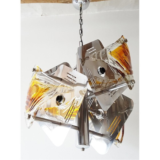 Image 1 of Vintage kroonluchter in glas van Mazzega - 1970