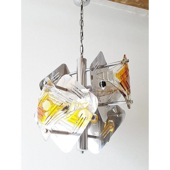 Image 1 of Vintage kroonluchter in glas van Mazzega - 1970