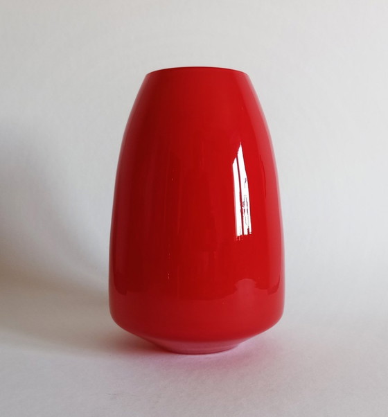 Image 1 of Walther Gropius Bauhaus 'Tac02' Rosenthal Studio Rood/Wit glazen vaas 1969