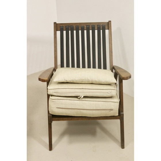 Image 1 of Paar vintage massief eikenhouten fauteuils, 1950