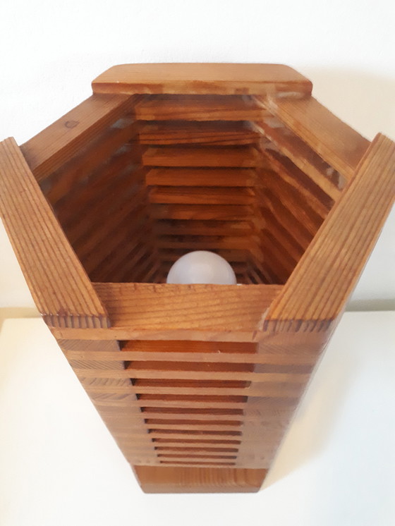 Image 1 of 70's vintage houten lamellen lamp