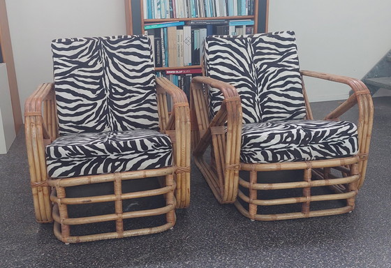 Image 1 of 2x Rotan lounge stoelen