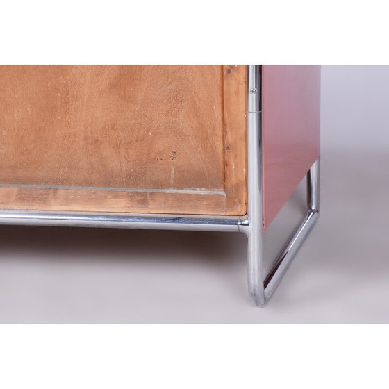 Image 1 of Paar vintage Bauhaus kasten in gelakt hout en verchroomd staal van H. j. Hagemann voor Thonet, Duitsland 1930