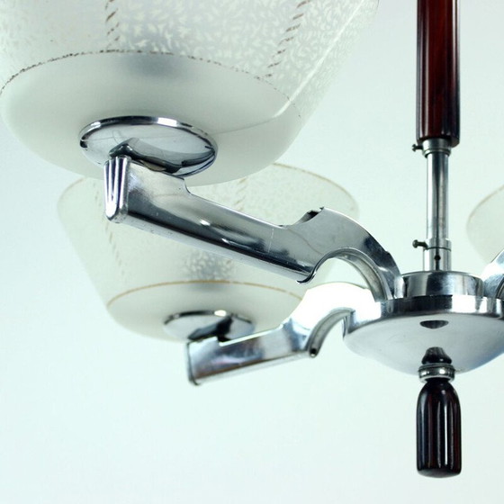 Image 1 of Vintage Art Deco kroonluchter in chroom, Tsjecho-Slowakije 1940